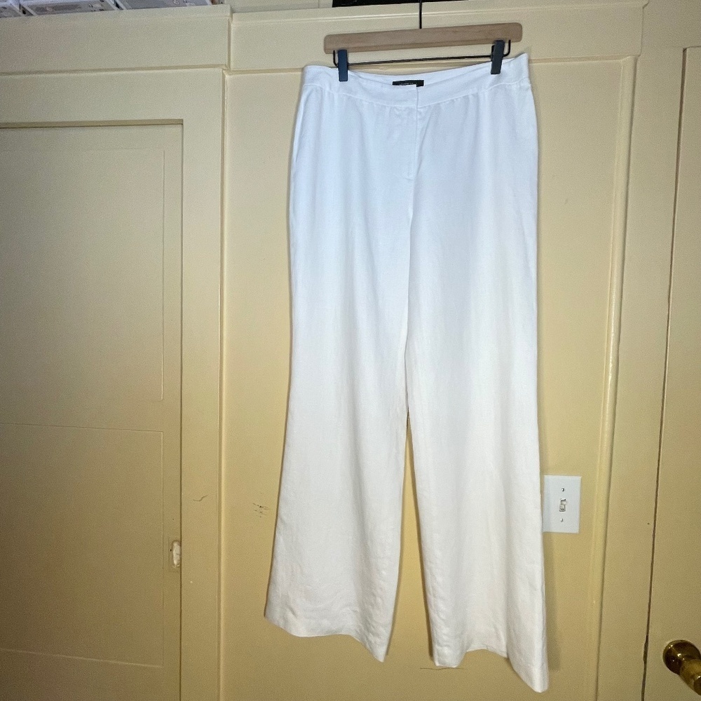 Lafayette 148 New York White Wide Leg Linen Pants